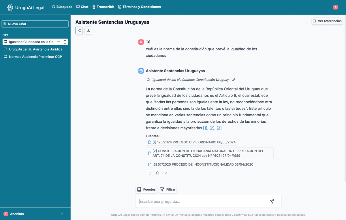 Chatbot Legal - Interfaz de conversación